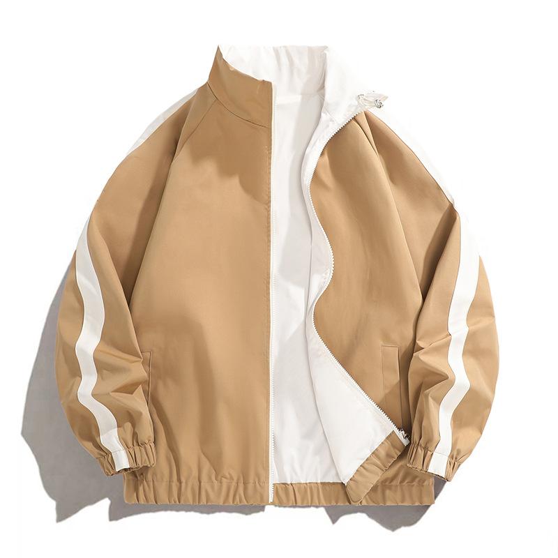 Spring New Two-sided Stand-up Collar Jacket for Men's Retro Versatile Loose Casual Coach Commuting Work Jacket