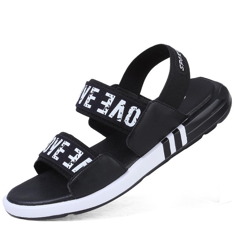 

Модные динамичные сандалии с английским алфавитом, повседневные крутые сандалии из спилка с наклейкой-гриндерсом 45 чёрный