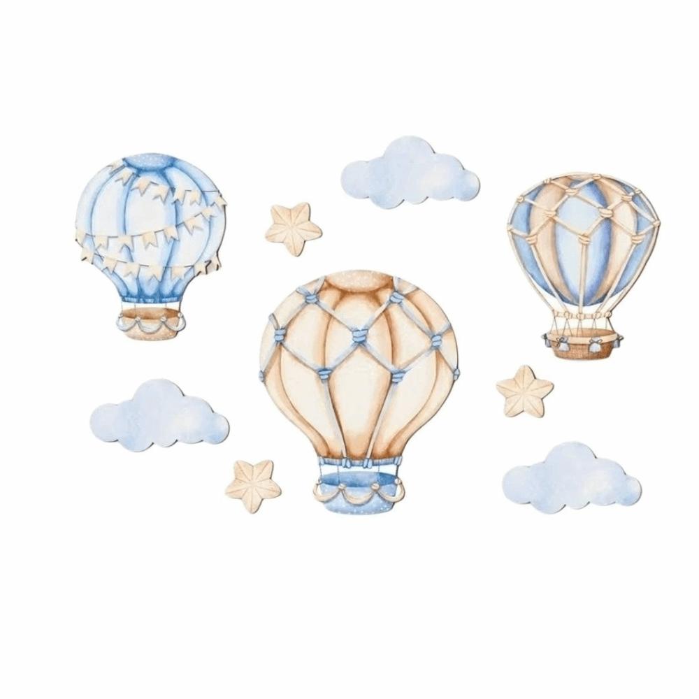 9PCS/SET Watercolor Hot Air Balloon Wall Decor Cartoon Nursery Wall Art Sticker Baby Room