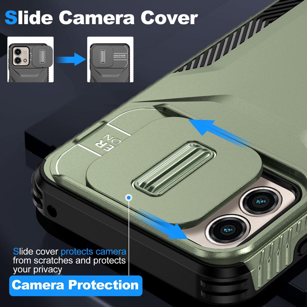 For Motorola Moto G Stylus 5G (2023) Case with Slide Camera Cover TPU+PC Phone Back Shell
