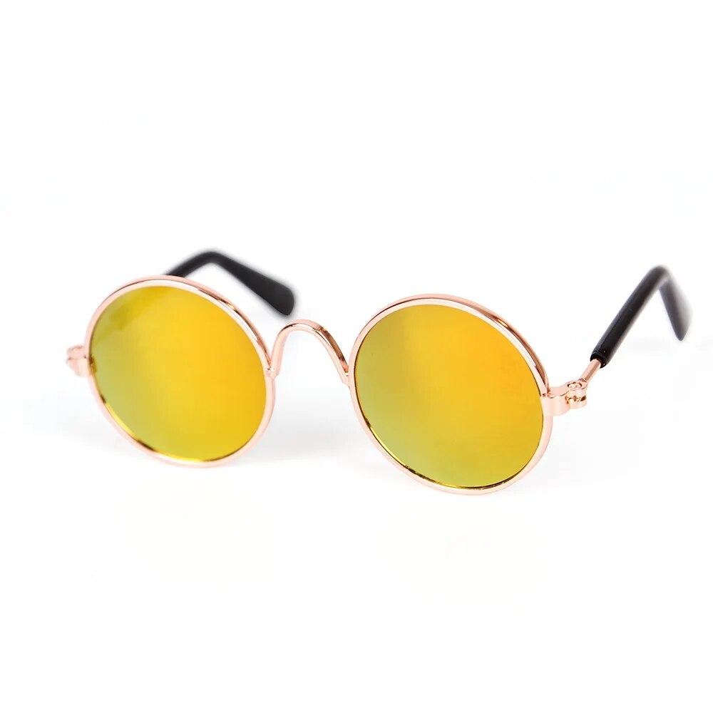 Pet Glasses Cool Reflective Coating Mini Sun Glasses  for Puppy Kitten Funny Headwear Mental Frame Resin Lens Cute Costume