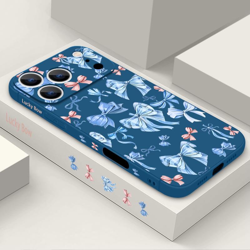 Bowknots Pattern Lanyard Phone Case For iPhone Air 17 16 15 Pro Max 14 13 17 Pro 16e Shockproof TPU Silicone Soft Cover