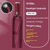 Fully Automatic Three Fold Umbrella Rotatable LED Flashlight Business Wind Resistant Folding Umbrella Sunny Umbrella