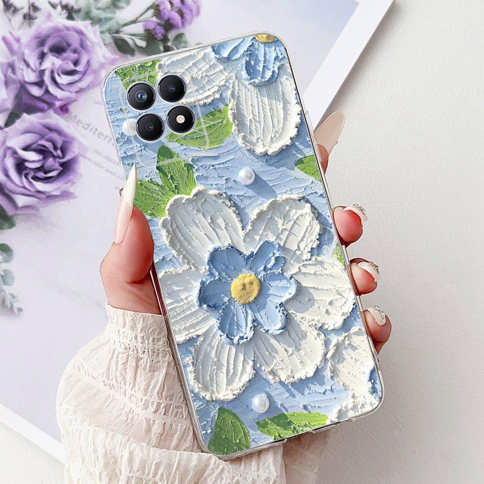 Clear Cover For Realme 8i Case RMX3151 Luxury Butterfly Love Flowers Cool Painted Phone Case For Realme Narzo 50 RMX3286 Cover