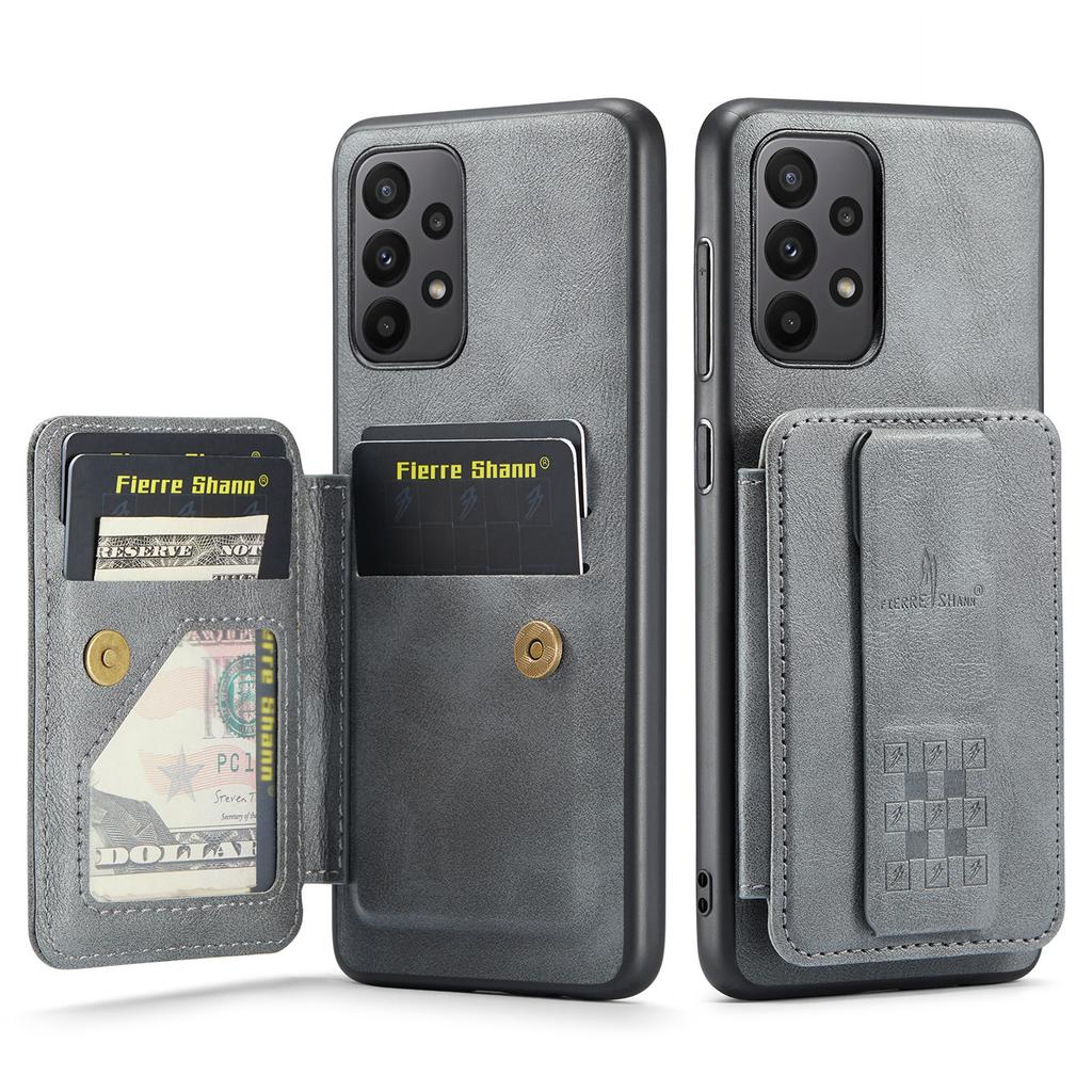 For Samsung Galaxy A23 4G Case Leather+TPU Phone Cover Built-in Magnetic Holder Metal Sheet