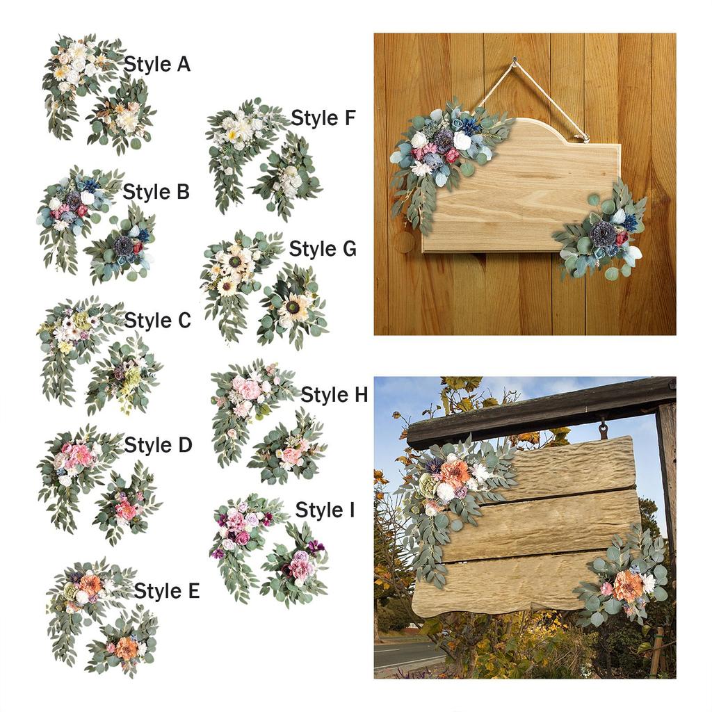 2x Künstlicher Kranz Schmuck Foto Requisiten Dekoration Handgemachte Kunst Deko DIY Szene Layout Hochzeitsbogen Blume für Innenfenster