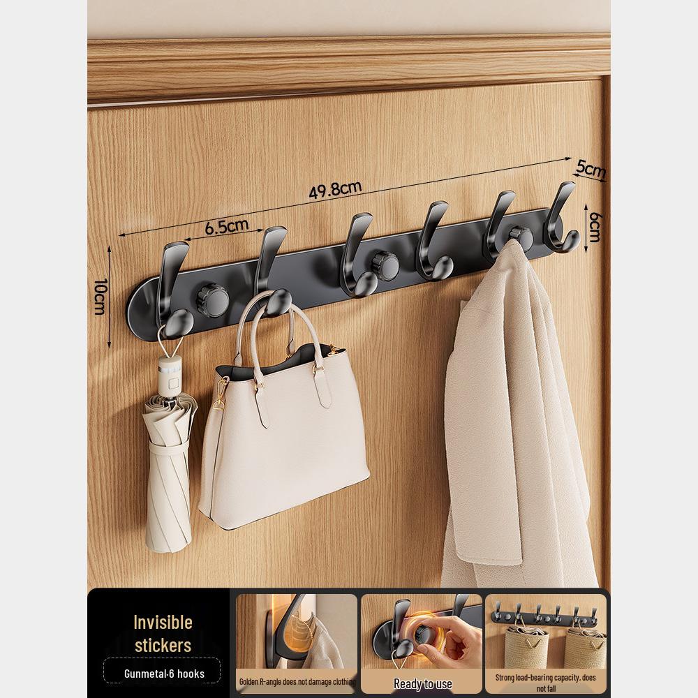 Wall-Mounted No-Drill Entryway Coat and Hat Rack with Hooks