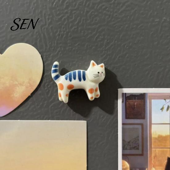 Decorative Fridge Magnets 5Pcs Cartoon Cat Refrigerator Magnet Set, Hand-painted Kitten for Kitchen Gadgets Locker Whiteboard, Decoration Accessories,
