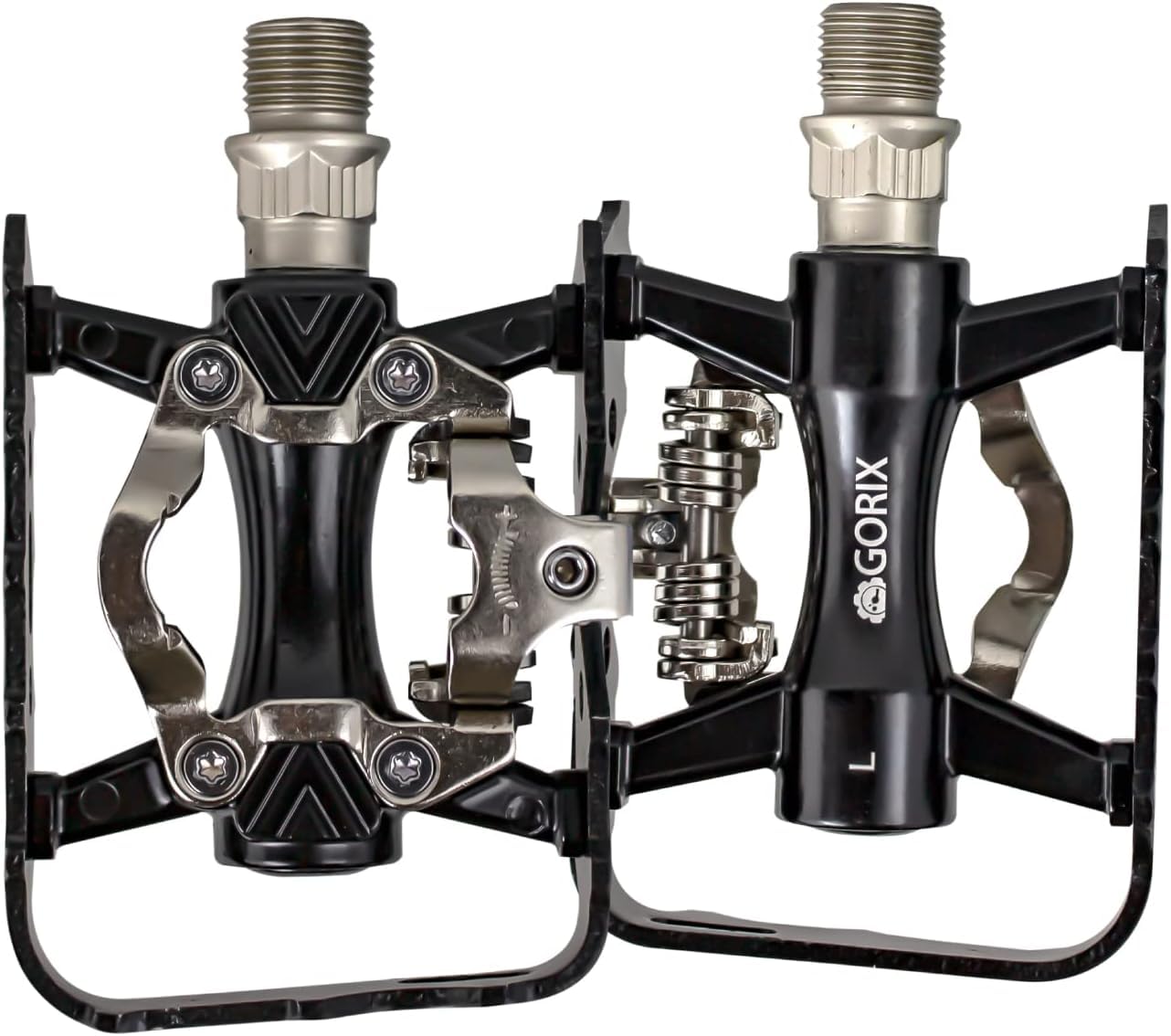 

GORIX Flat Bicycle Binding Pedals with Adjustable Includes Cleats Type for Road CNC Fixed Pedals Single-Sided Fixation, Lightweight, (GX-PMS106 2), чорний
