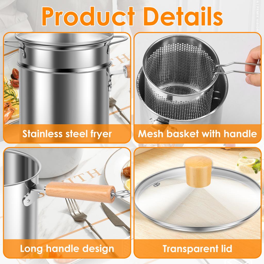 Deep Fryer Pot Fry Pot Food Grade Deep Fryer Multifunctional Deep Frying Pot Deep Fryer Chicken Fried Chicken Cooking Tools