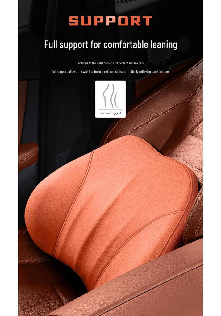 Cloud-Like Suede Memory Foam Headrest & Lumbar Support: Breathable Universal Car Cushion & Neck Pillow