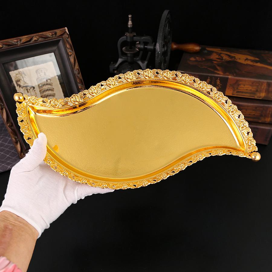 Neues halbmondförmiges Tablett, Snacktablett, Tischdekoration, Metallkunsthandwerk, Dim-Sum-Tablett