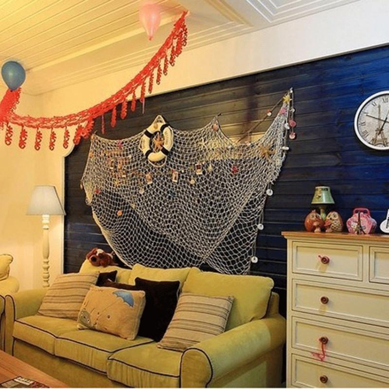Big Fishing Nets For Theme Restaurant Studio Home Decoration Props Mediterranean Sea Style Wall Hangings Ornament Wall Stickers