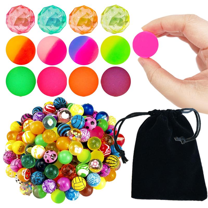20pcs Colorful Bouncy Balls with Storage Bag 25mm Plastic Elasticity Children Toy Ball for Outdoor Games Birthday Gift TMZ