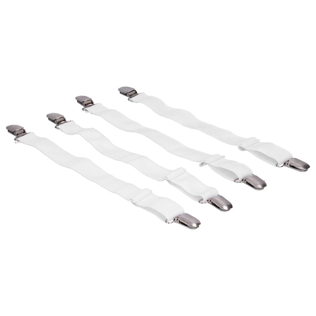 4 Stück Verstellbare Bettlakenbefestiger Hosenträger Elastische Lakenbänder Gurte Clips Halter Weiß