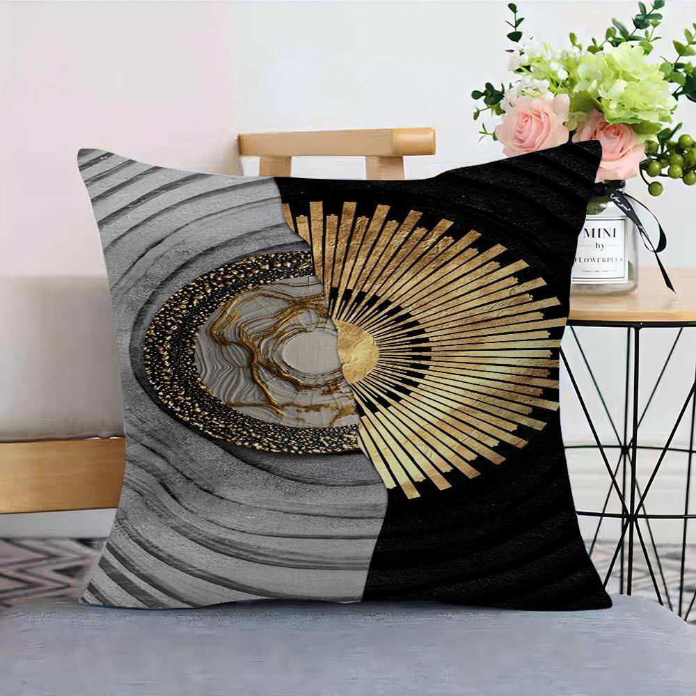 Abstract Golden Black Wood Texture Pillow Cushion Cover Pillowcase Living Room Sofa Home Decor Customized