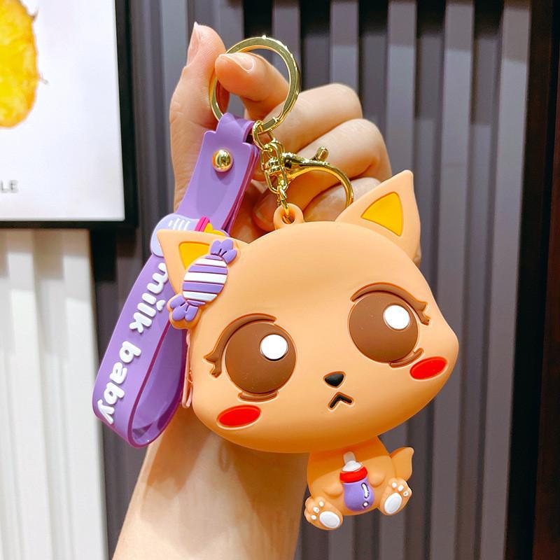 Cute Silicone Mini Coin Purse Adorable Cat Keychain Accessory For Gifts And Parties