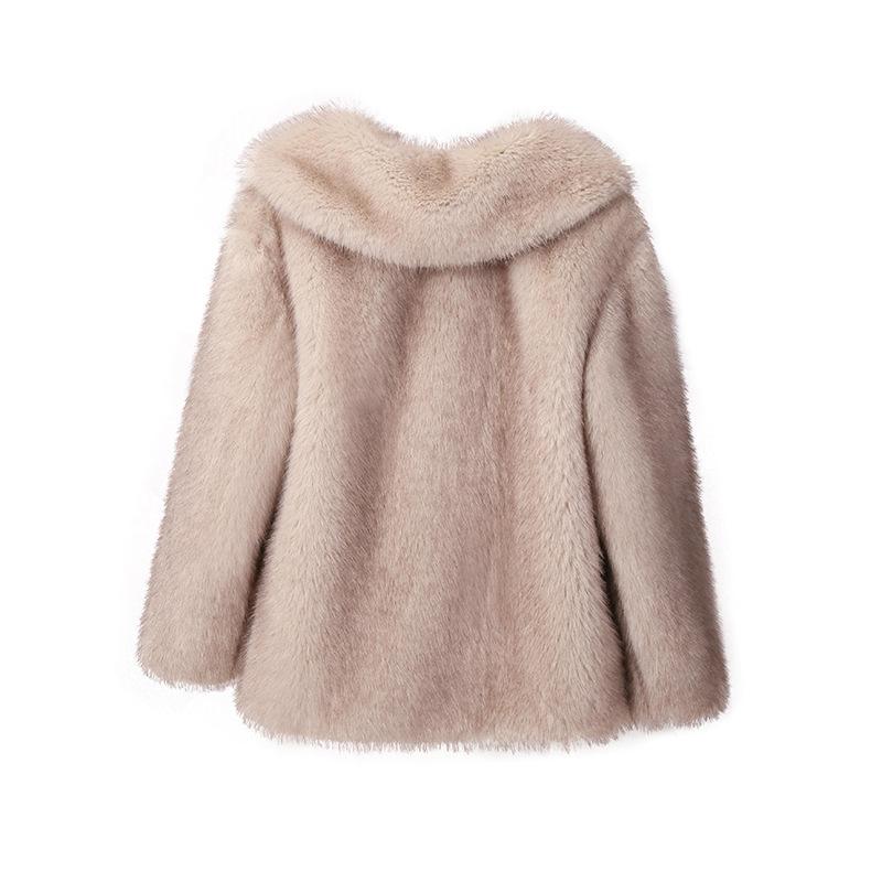 Luxury Faux Fur Coat Women Winter Thick Warm Long Sleeve Turndown Collar Female Overcoat  Elegant Lady Outerwear