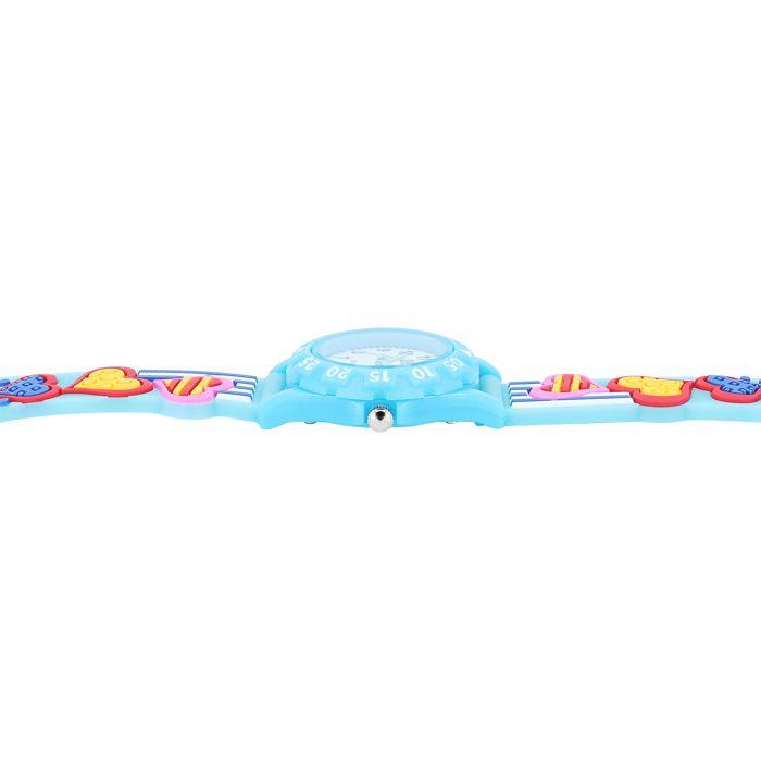 Montre enfant - QBOS - QBOS - Bleu - Boîtier 28 mm - Bracelet silicone multicolore (cœur)