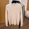 Men's 100% Wool Cable Knit Crew Neck Sweater