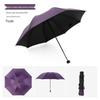 Black Reinforced Folding Umbrella, Sun & Rain Protection, Solid Color, Three-Fold, Fits 1-2 People, Ideal for Business Men & Women.