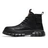 Men's Retro Lace-Up Microfiber Leather Martin Boots – Thick Sole Round Toe for Autumn/Winter Outdoor Hiking & Motorcycle Wear