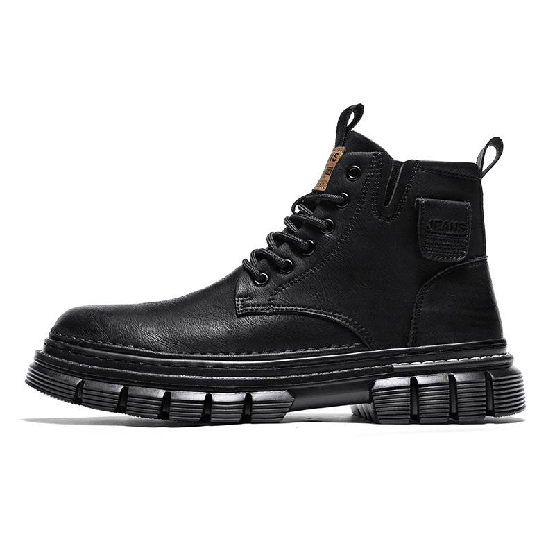 Men's Retro Lace-Up Microfiber Leather Martin Boots – Thick Sole Round Toe for Autumn/Winter Outdoor Hiking & Motorcycle Wear