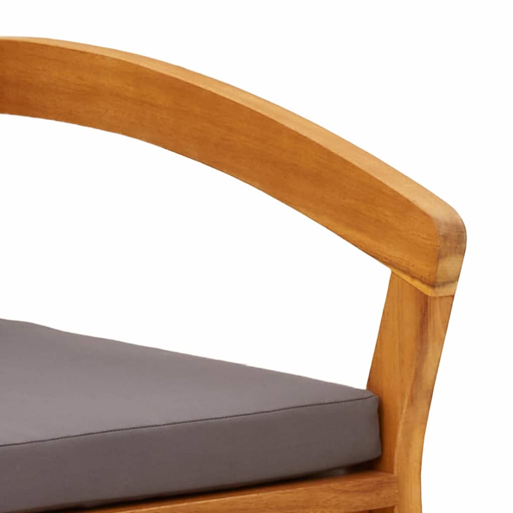 Garden Chair with Cushion 2 Pcs Oil Natural Solid Acacia Wood