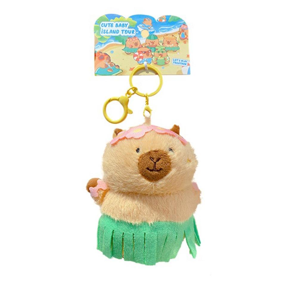 Kawaii Cartoon Plush Capybara Keychain Island Style Cute Doll Pendant Bag Hanging Ornaments Car Keyring