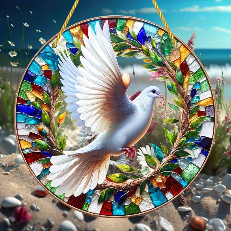 2D Flat Acrylic Charming Dove Stained Style, Suitable for All Seasons, Nurseries, Vintage Home Decor Wall for Bar Kitchen, Restaurant Shop Wall Decor
