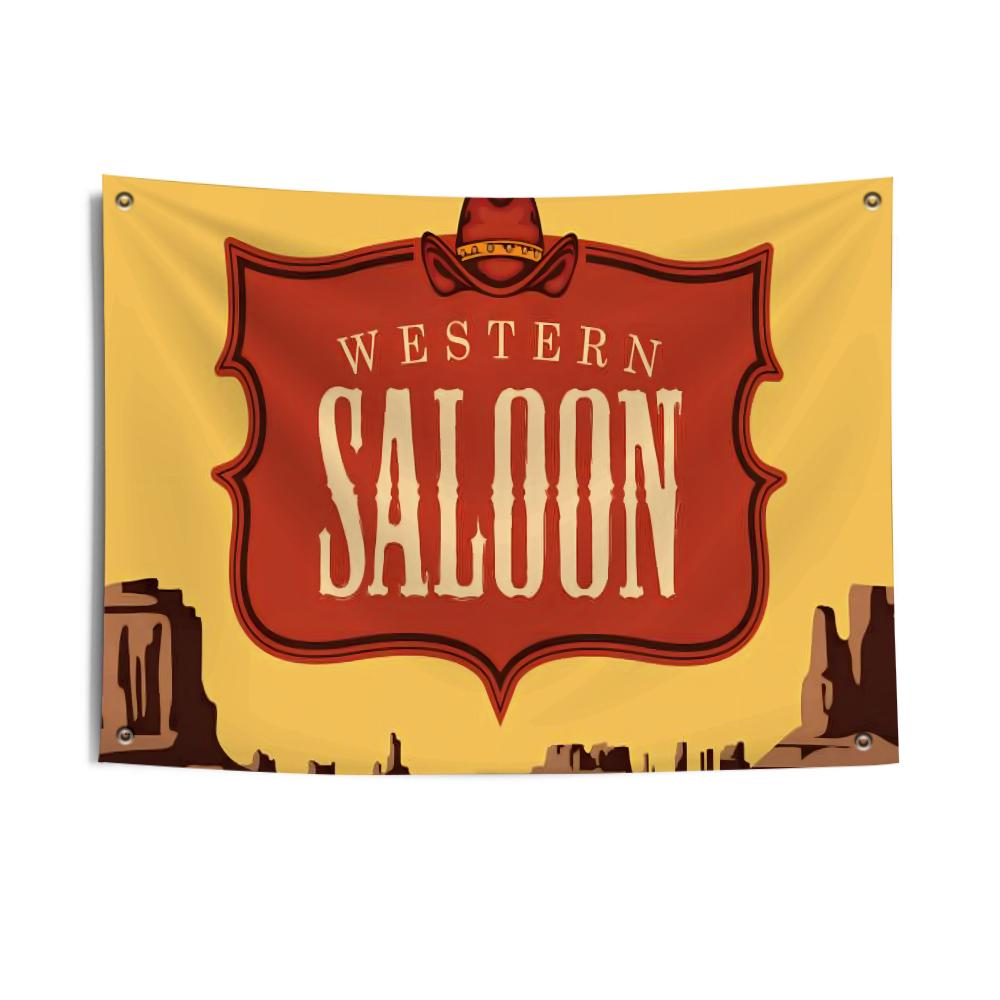 Western Cowboy Tavern Flags Sunproof Windresistant Outdoor Flag Festival Decor For Courtyards  Gardens Shops Camping