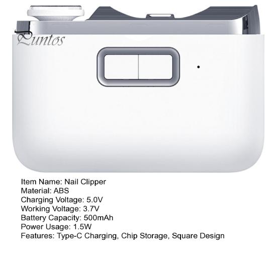 Electric Toenail Clipper with Square Design Dual Speed Function Electric Nail Trimmer Type-C Charging 2 In 1 Electric Polishing Automatic Nail