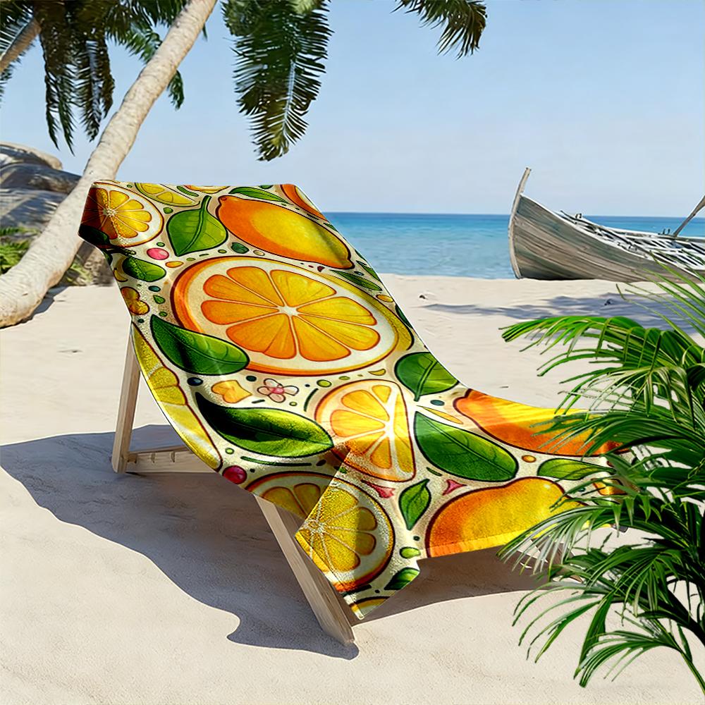 Lemon and Citrus Pattern Beach Towel Beach towel quick-drying for travel outdoor sports jogging beach and swimming