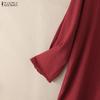 ZANZEA Women Casual V-Neck Loose 3/4 Sleeve Solid Blouse