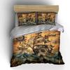 Vintage Pirate Ship Design Bedding Duvet Cover Set Duvet Cover Pillowcases  (1*Duvet Cover 2*Pillowcases, without duvet insert)