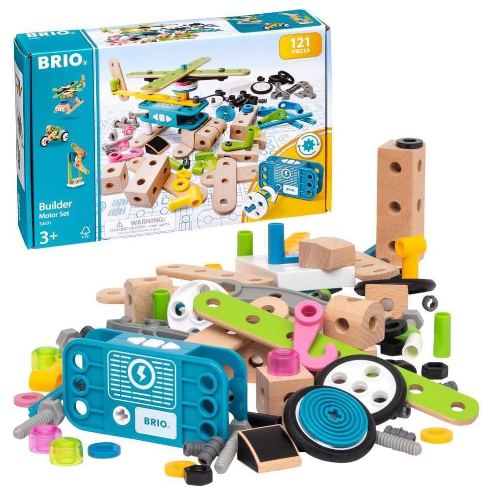 Brio Builder Motor Set 34591 121 Pieces Wooden Toy for Ages 3 and Up Construction Play