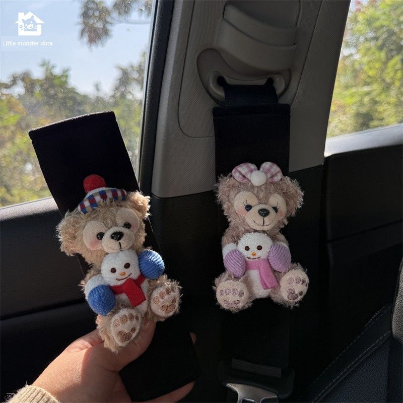 Cute Doll Mei Mei Duffy Snowman Couple Autumn and Winter Car Seatbelt Shoulder Pad Anti-Neck Strain Female Car Interior Accessories