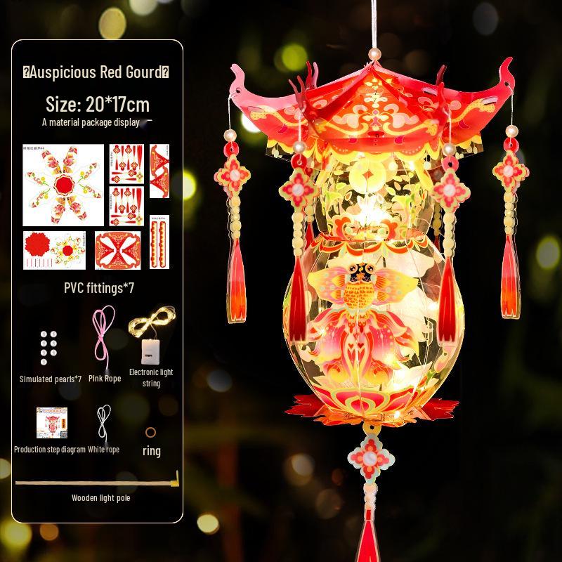 Retro Mid-Autumn Festival DIY Children's Handheld Luminous Projection Palace Lantern