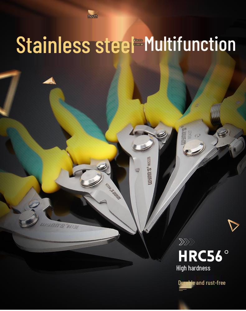 Stainless Steel Electric Shears, Industrial Grade for Sheet Metal, Aluminum Panels, and Wire Ducts - Available in 7" and 8" Sizes.