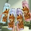1 Stück Herbstblatt Fuchs Porträt 750ml Farbe Kunststoff Sport Wasserflasche Auslaufsicher Klappdeckel mit Strohhalm Geeignet für Sport Büro Zuhause
