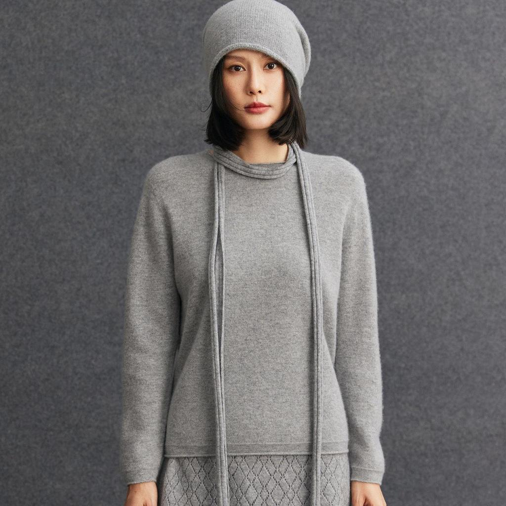 Women's Cashmere Round Neck Loose Knitwear - Autumn/Winter Lazy Style Fashion