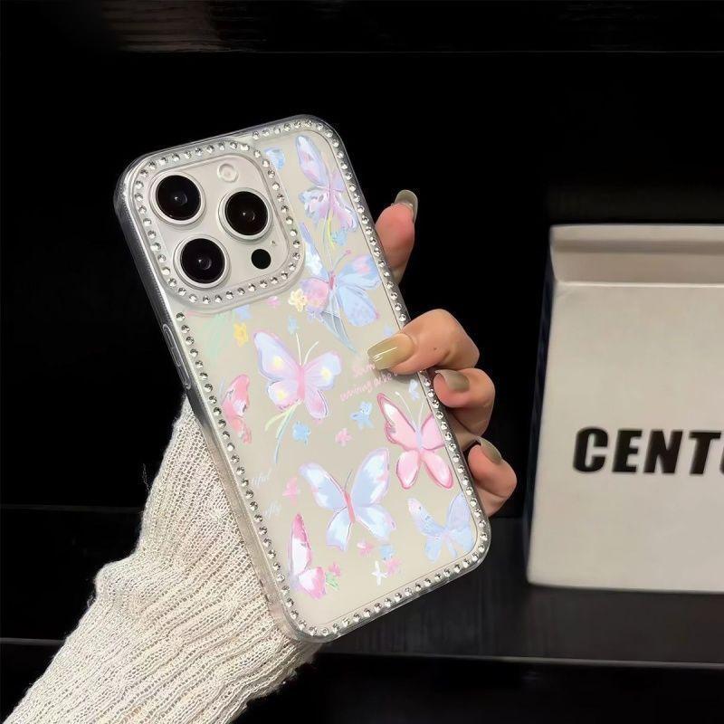 Translucent flash drill is suitable for Apple 16promax mobile phone case transparent soft case iPhone14 large hole 15/11/xs