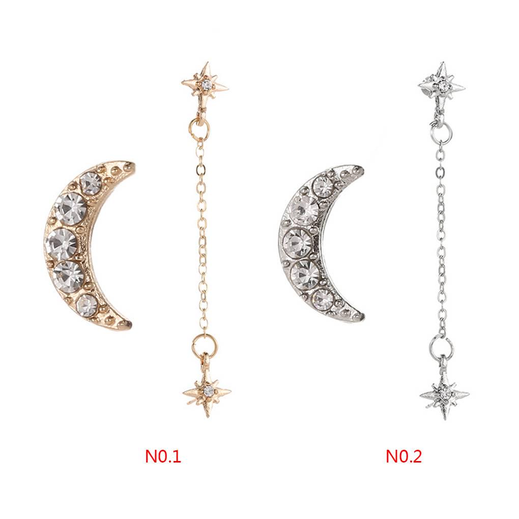 1 Pair Bohemian Style Irregular Moon Star Earrings Women Girls Alloy Stylish Earring Fashion Personality Ear Studs