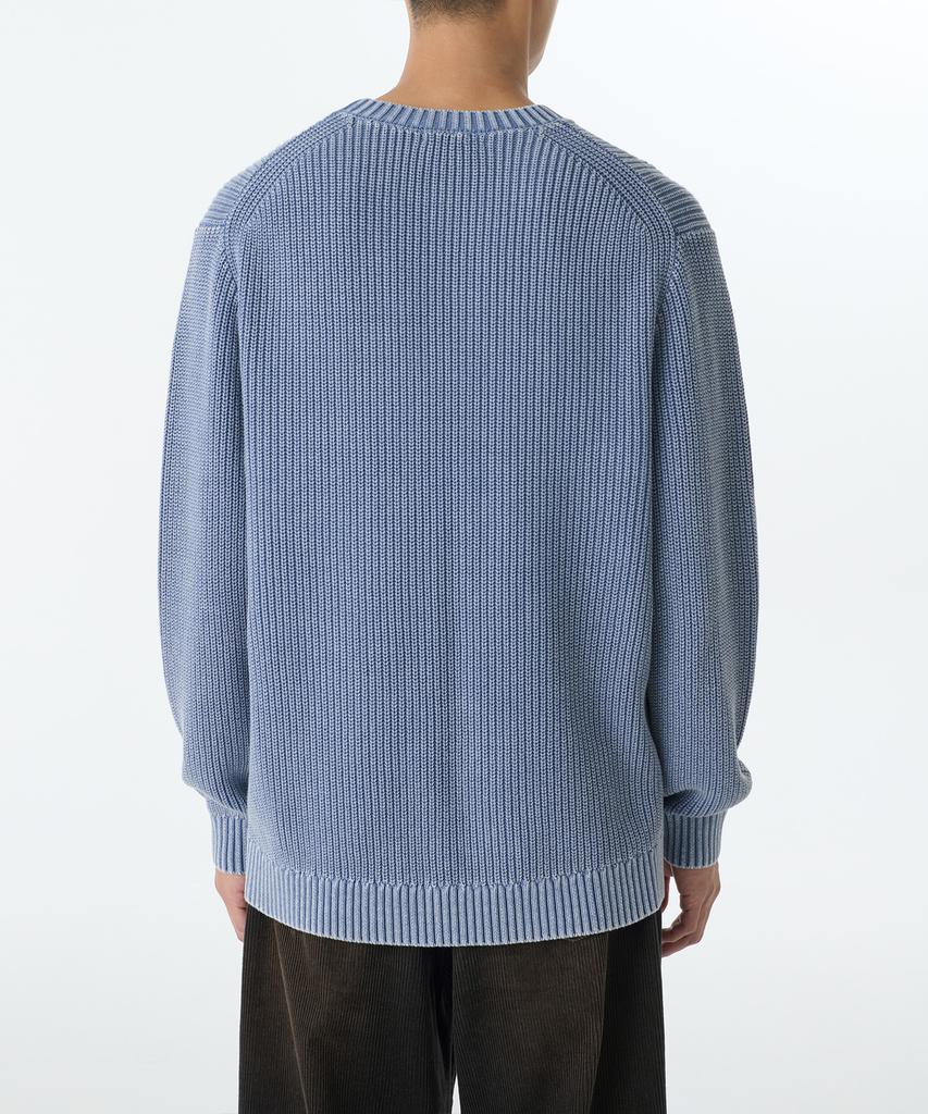 MUSINSA STANDARD Pigment Ribbed Crew Neck Knit [Blue]