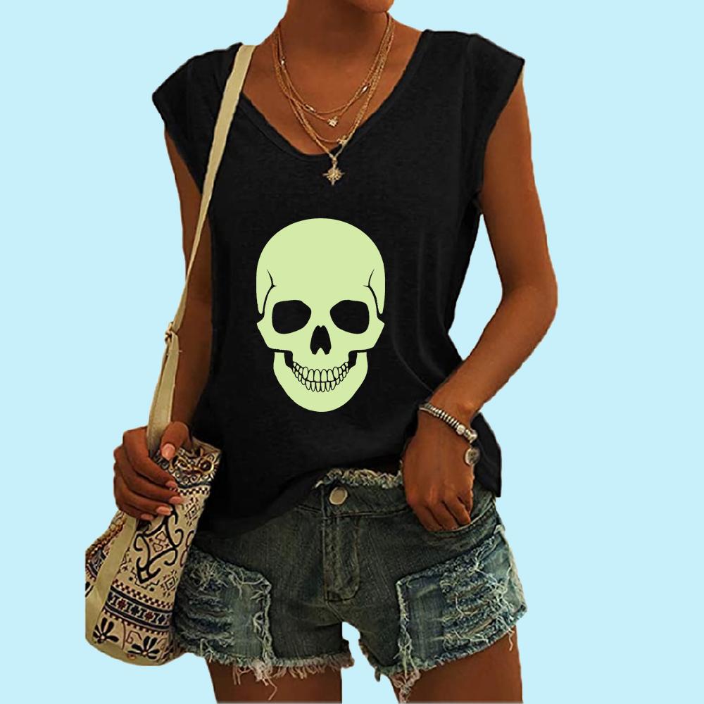 

Женская мода без рукавов, летняя рубашка с принтом, жилет, повседневная женская рубашка с v-образным вырезом