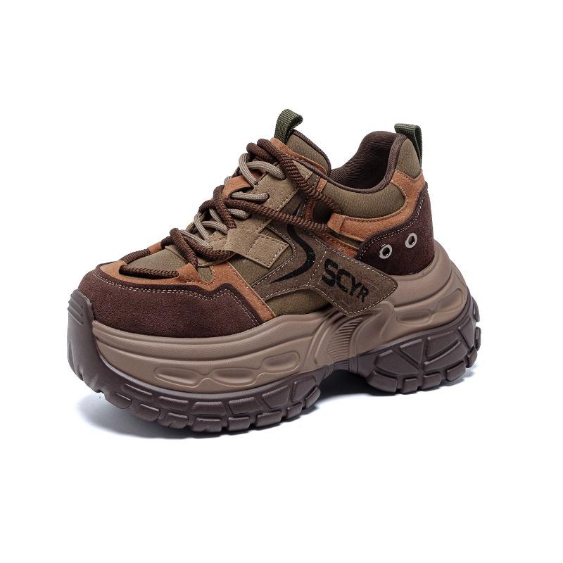 2 Frühjahr Neu Innere Höhenerhöhung und Farbpolitur Retro Sport und Freizeit Vielseitige Damenschuhe Kleine Plateau-Schuhe Damen