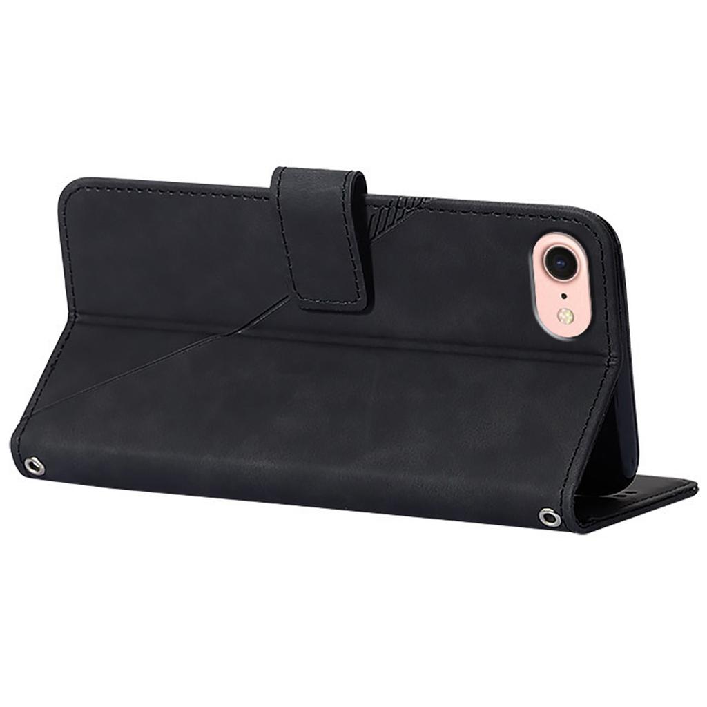 For iPhone 16e Leather Case with Shoulder Strap Wallet Stand Phone Cover