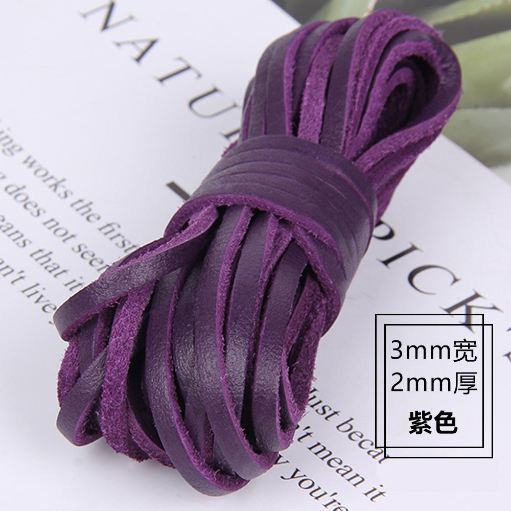 Diy Jewelry Accessories 3Mm Wide 2Mm Thick Square Cowhide Rope Bracelet Necklace Sweater Chain Woven Rope Genuine Leather Leather Rope
