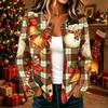 Women's Casual Christmas Print Long Sleeve Button-Up Knit Cardigan Sweater Coat for Holiday Wear