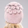 Fluffy Winter Real Fur Hat Natural Rex Rabbit Fur Warm Cap Ladies Knitted 100% Geunine Fur Hats